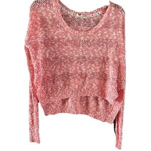 ROXY CROPPED LOOSE KNIT SWEATER Pink Long Sleeve Juniors Size S Y2K